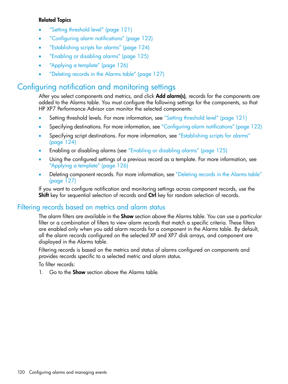 Configuring notification and monitoring settings | HP XP Performance Advisor Software User Manual | Page 120 / 414