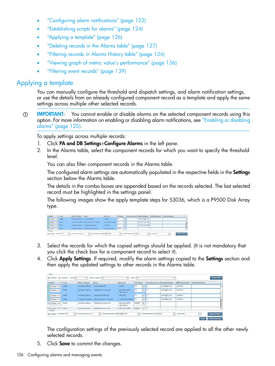 Applying a template | HP XP Performance Advisor Software User Manual | Page 126 / 414