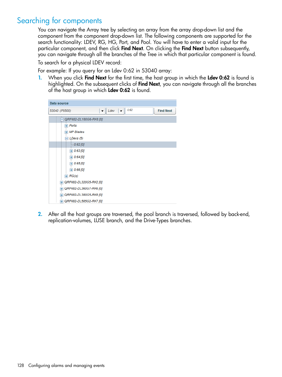 Searching for components | HP XP Performance Advisor Software User Manual | Page 128 / 414