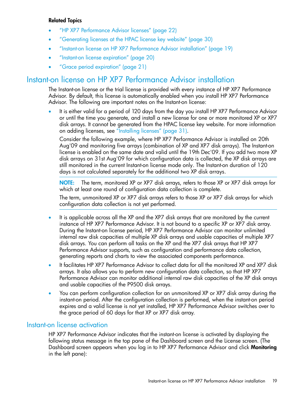 Instant-on license activation | HP XP Performance Advisor Software User Manual | Page 19 / 414