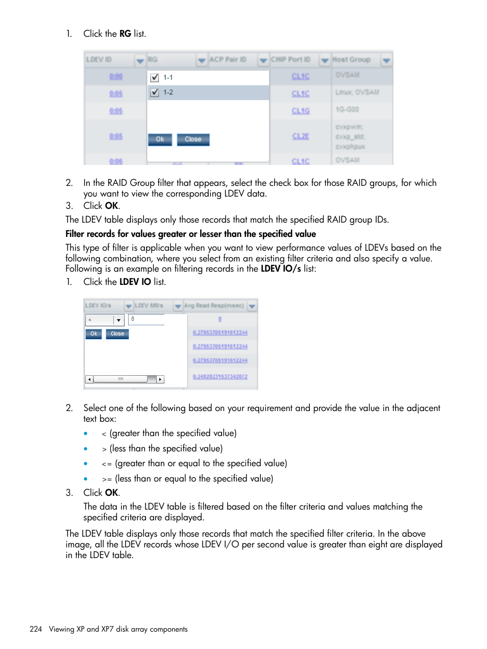 HP XP Performance Advisor Software User Manual | Page 224 / 414