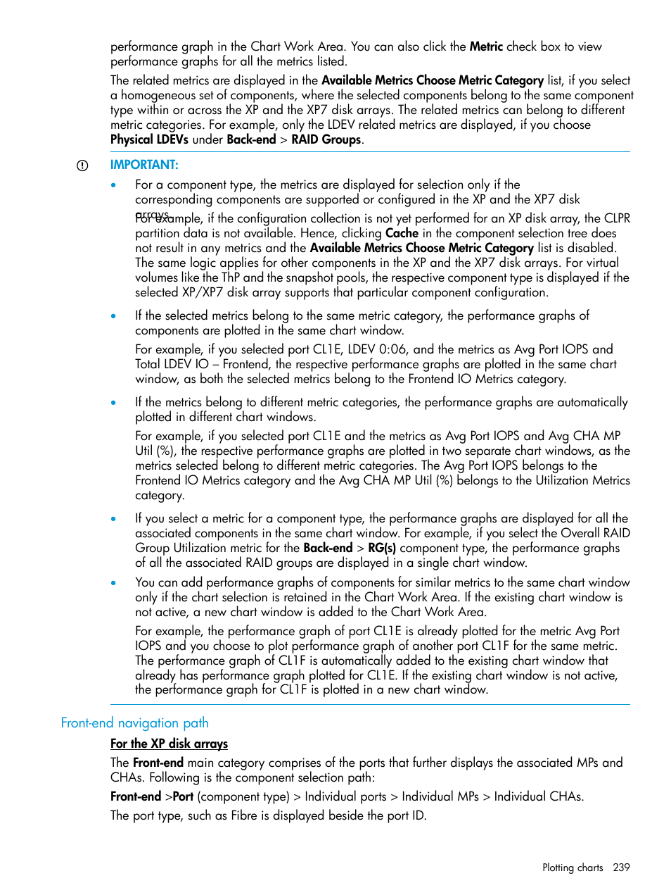 Front-end navigation path | HP XP Performance Advisor Software User Manual | Page 239 / 414