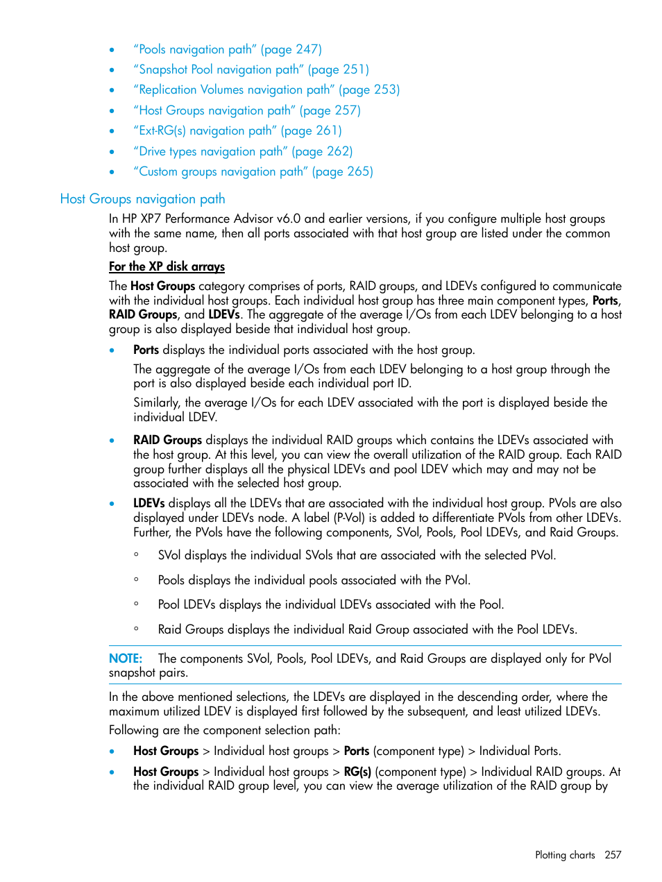Host groups navigation path | HP XP Performance Advisor Software User Manual | Page 257 / 414