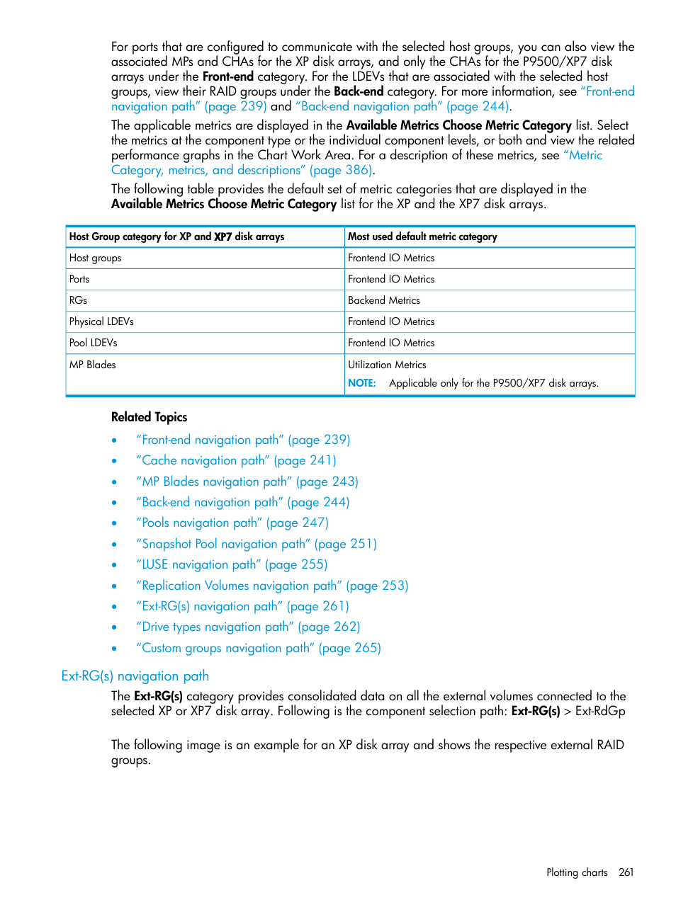 Ext-rg(s) navigation path, Ext-rg(s) | HP XP Performance Advisor Software User Manual | Page 261 / 414