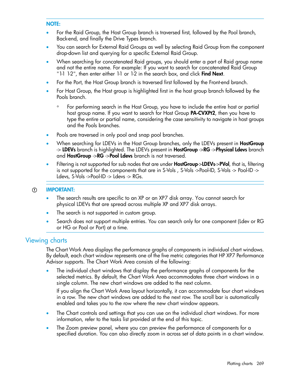 Viewing charts | HP XP Performance Advisor Software User Manual | Page 269 / 414