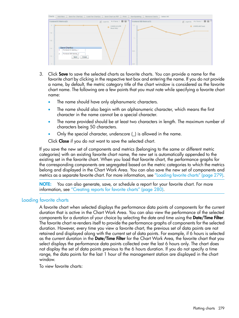 Loading favorite charts | HP XP Performance Advisor Software User Manual | Page 279 / 414