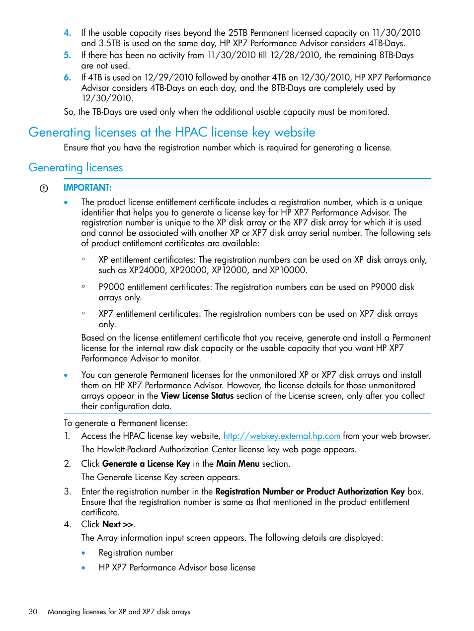 Generating licenses | HP XP Performance Advisor Software User Manual | Page 30 / 414