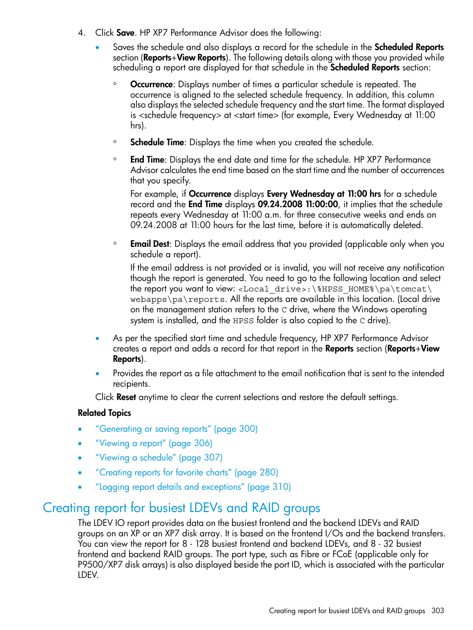 Creating report for busiest ldevs and raid groups | HP XP Performance Advisor Software User Manual | Page 303 / 414