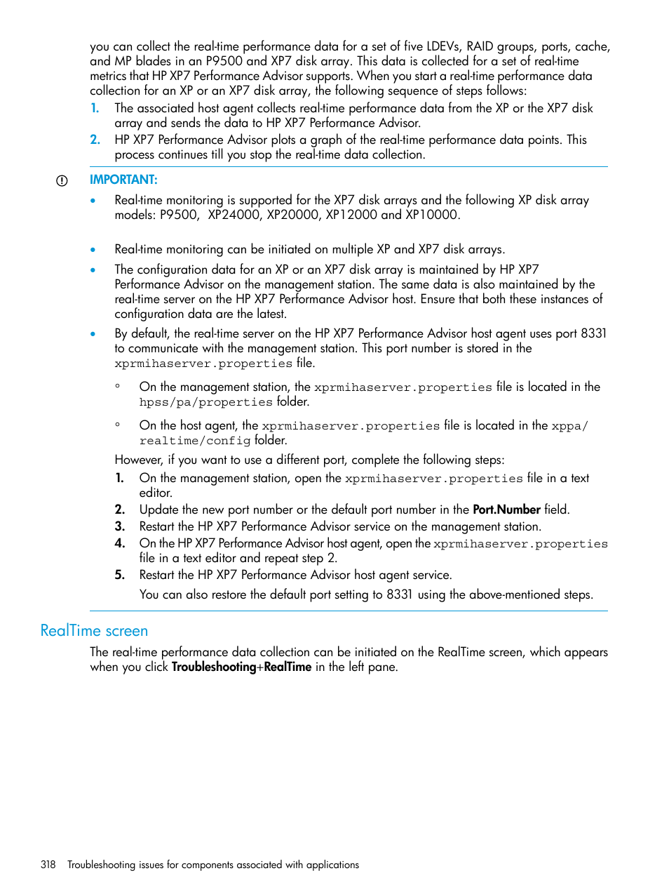 Realtime screen | HP XP Performance Advisor Software User Manual | Page 318 / 414