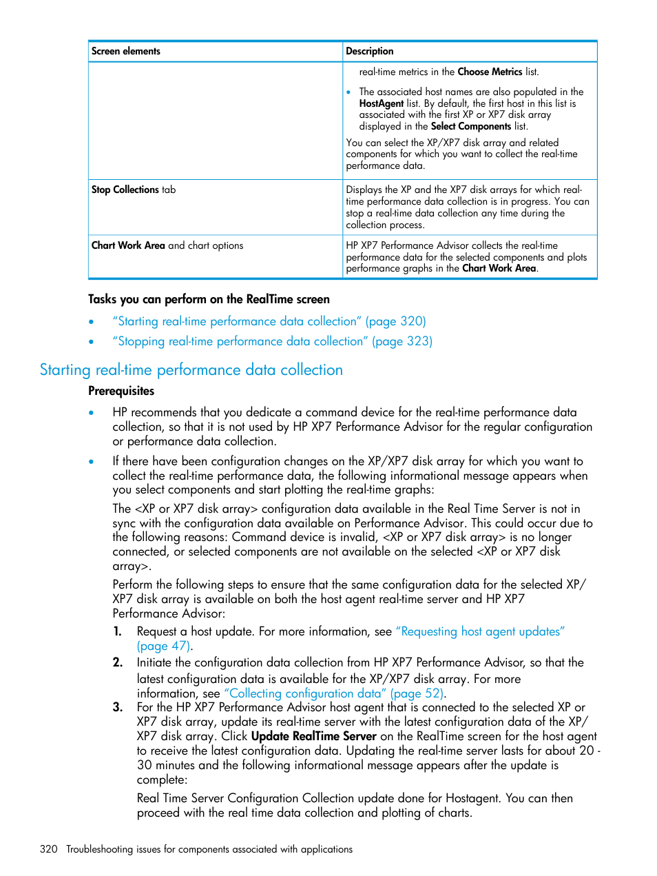 Starting real-time performance data collection | HP XP Performance Advisor Software User Manual | Page 320 / 414