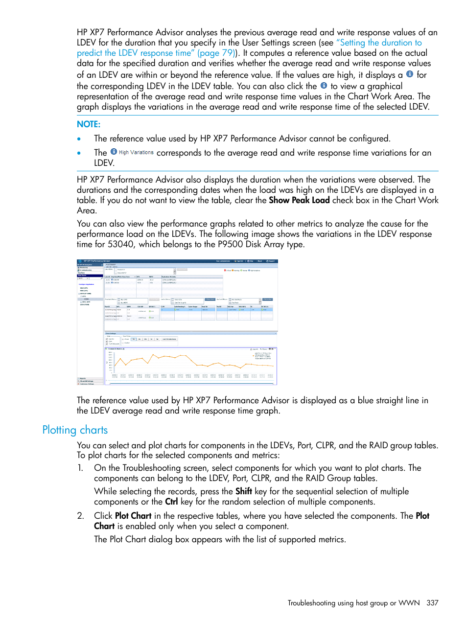 Plotting charts | HP XP Performance Advisor Software User Manual | Page 337 / 414