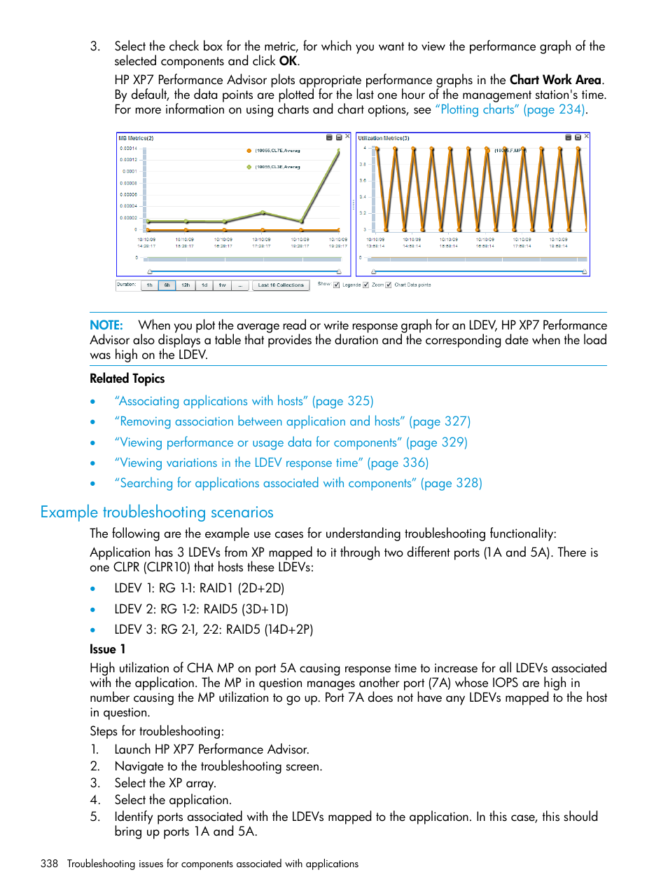 Example troubleshooting scenarios | HP XP Performance Advisor Software User Manual | Page 338 / 414