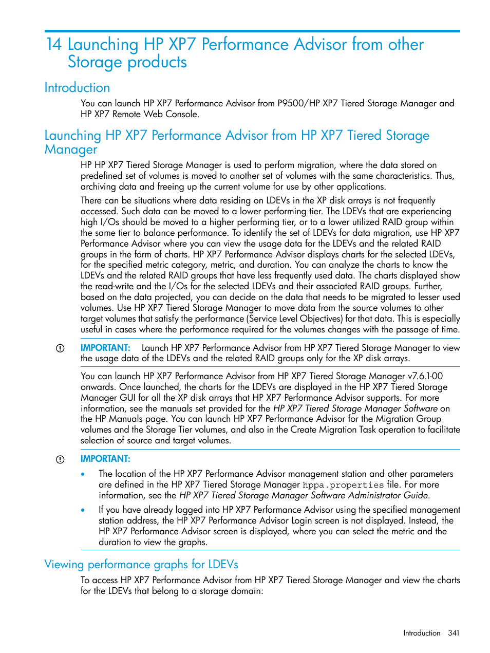 Introduction, Viewing performance graphs for ldevs | HP XP Performance Advisor Software User Manual | Page 341 / 414