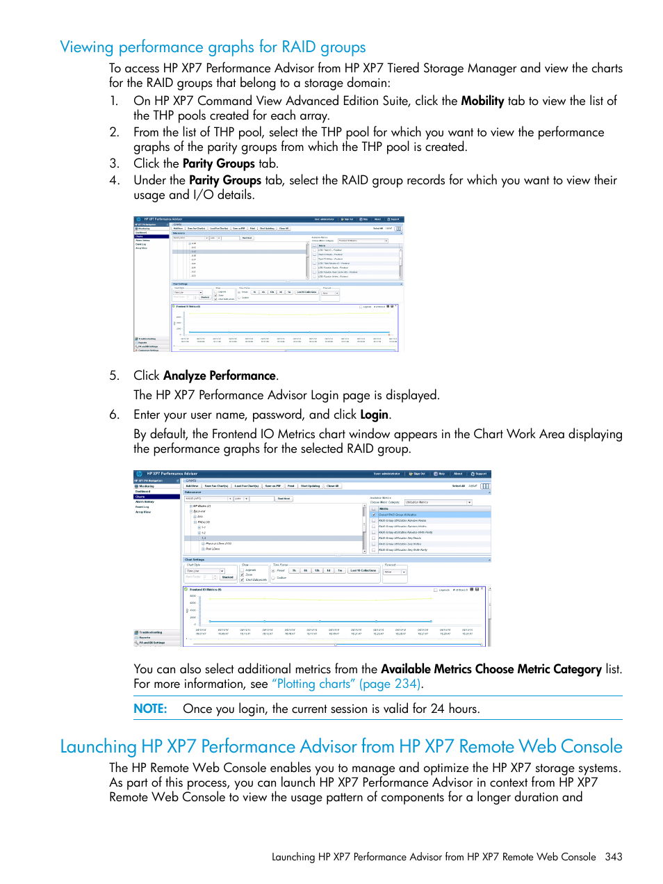Viewing performance graphs for raid groups | HP XP Performance Advisor Software User Manual | Page 343 / 414