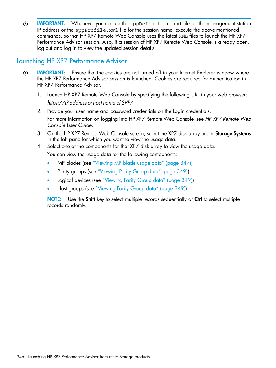 Launching hp xp7 performance advisor | HP XP Performance Advisor Software User Manual | Page 346 / 414