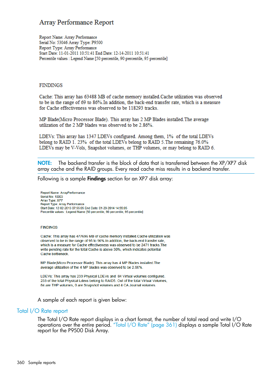 Total i/o rate report | HP XP Performance Advisor Software User Manual | Page 360 / 414