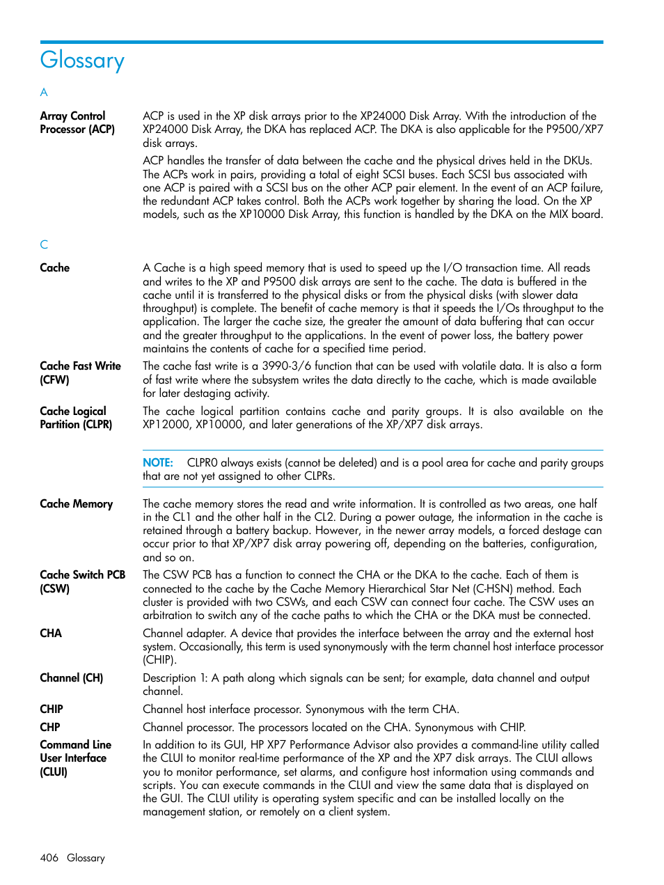 Glossary | HP XP Performance Advisor Software User Manual | Page 406 / 414