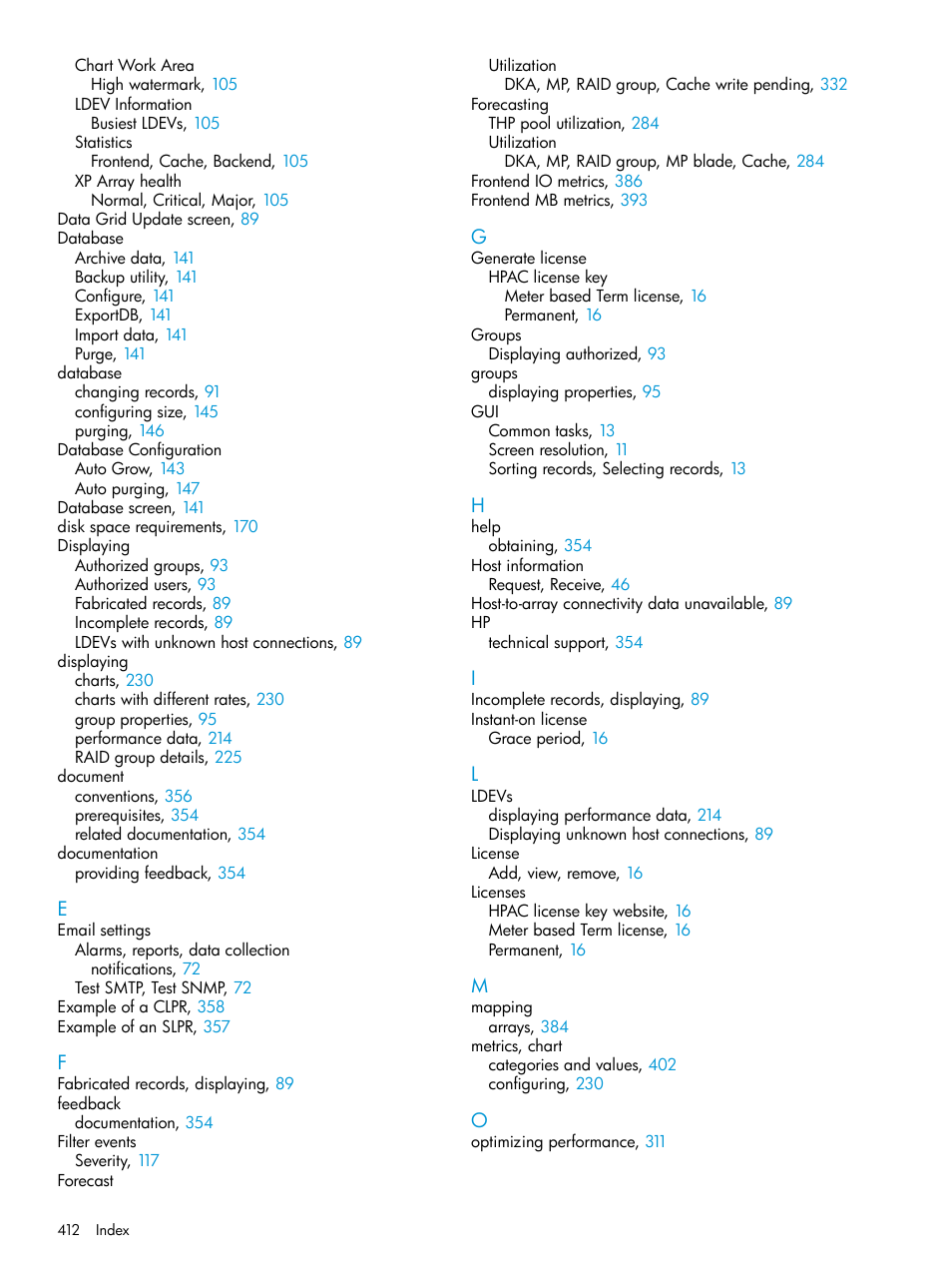 HP XP Performance Advisor Software User Manual | Page 412 / 414