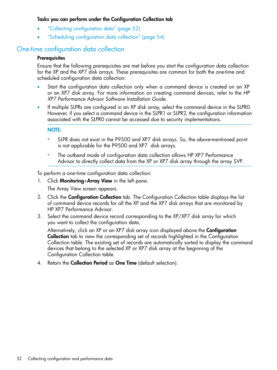 One-time configuration data collection | HP XP Performance Advisor Software User Manual | Page 52 / 414