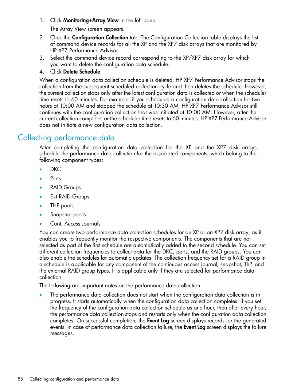 Collecting performance data | HP XP Performance Advisor Software User Manual | Page 58 / 414