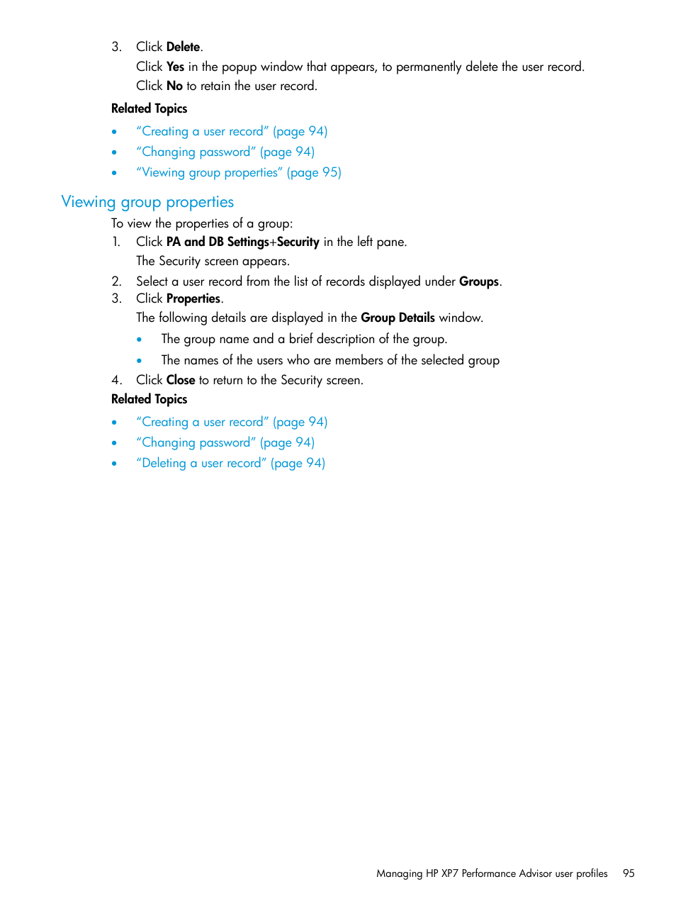 Viewing group properties | HP XP Performance Advisor Software User Manual | Page 95 / 414