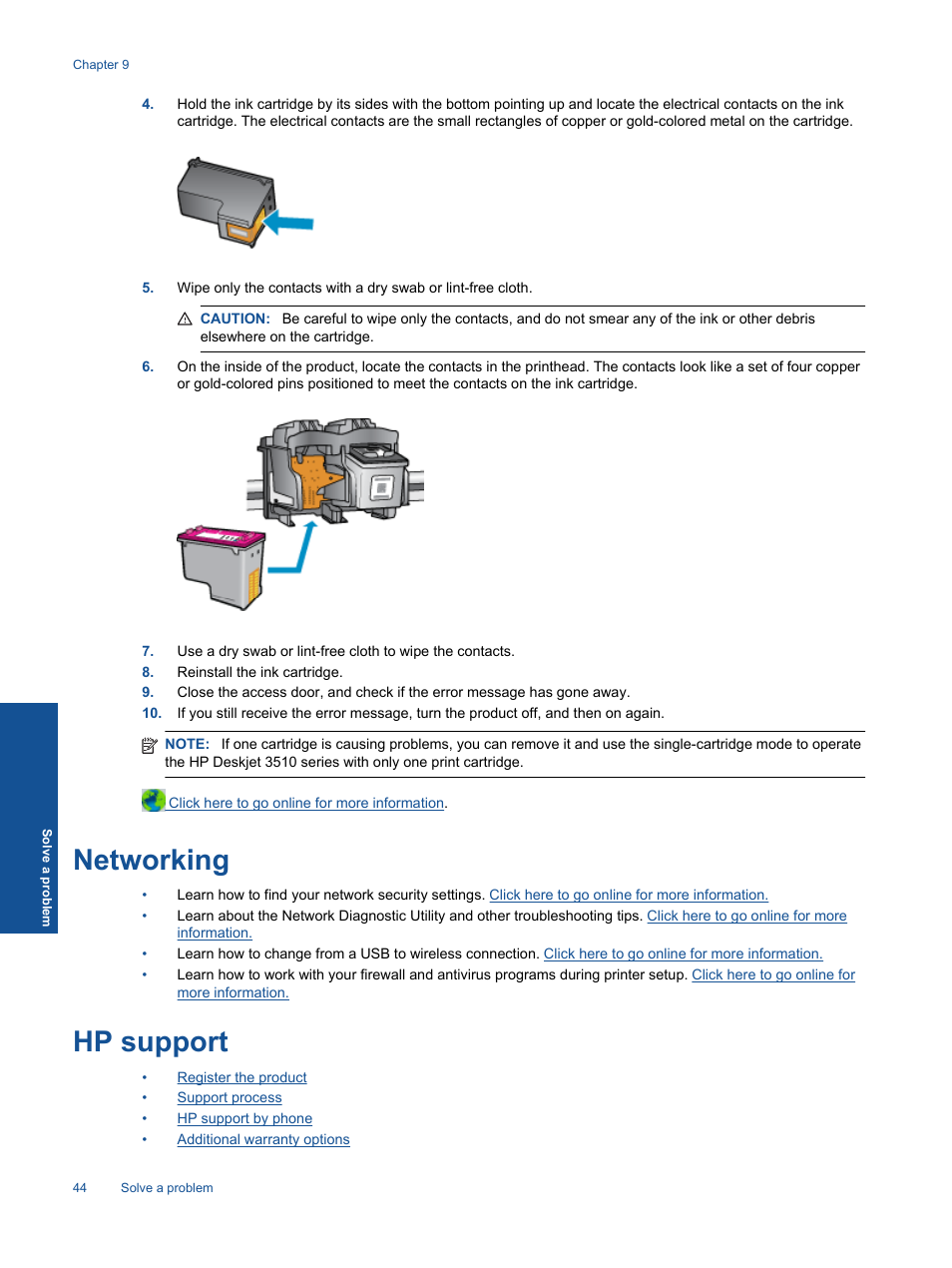 Networking, Hp support, Networking hp support | HP Deskjet 3511 e-All-in-One Printer User Manual | Page 46 / 62