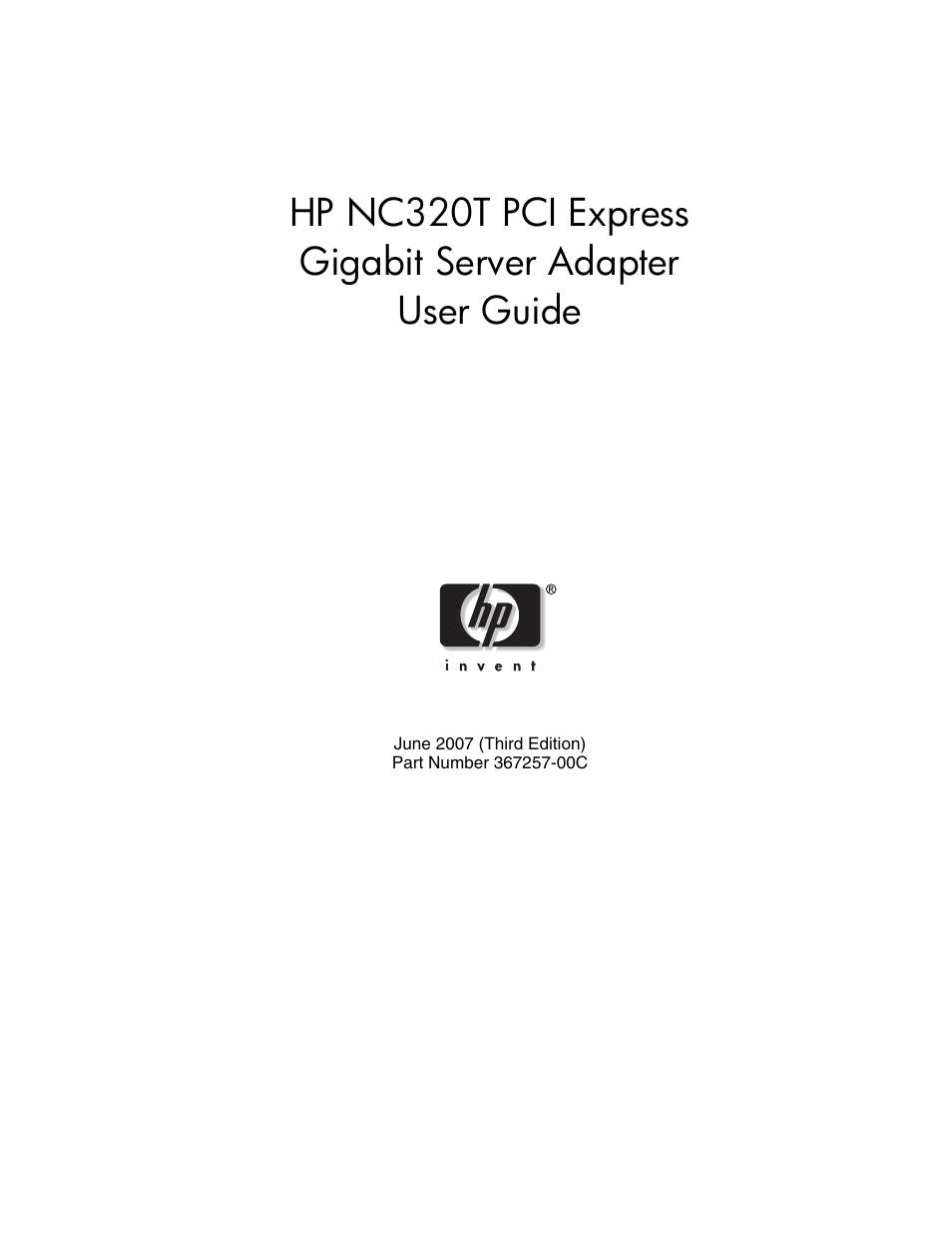 HP NC320T PCI Express Gigabit Server Adapter User Manual | 21 pages