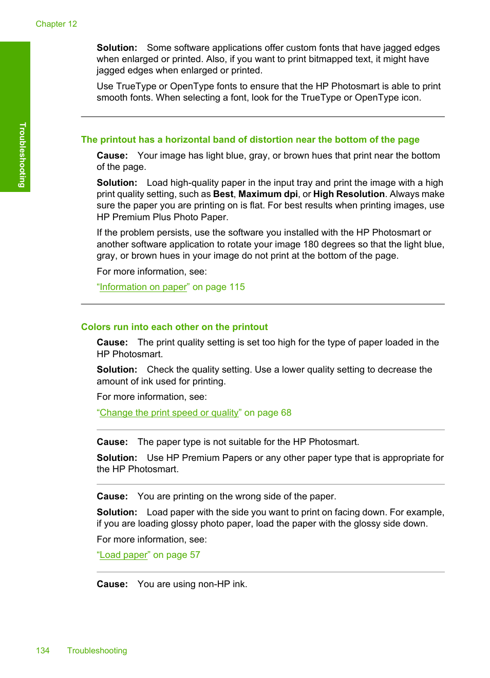 Colors run into each other on the printout | HP Photosmart D7460 Printer User Manual | Page 135 / 191