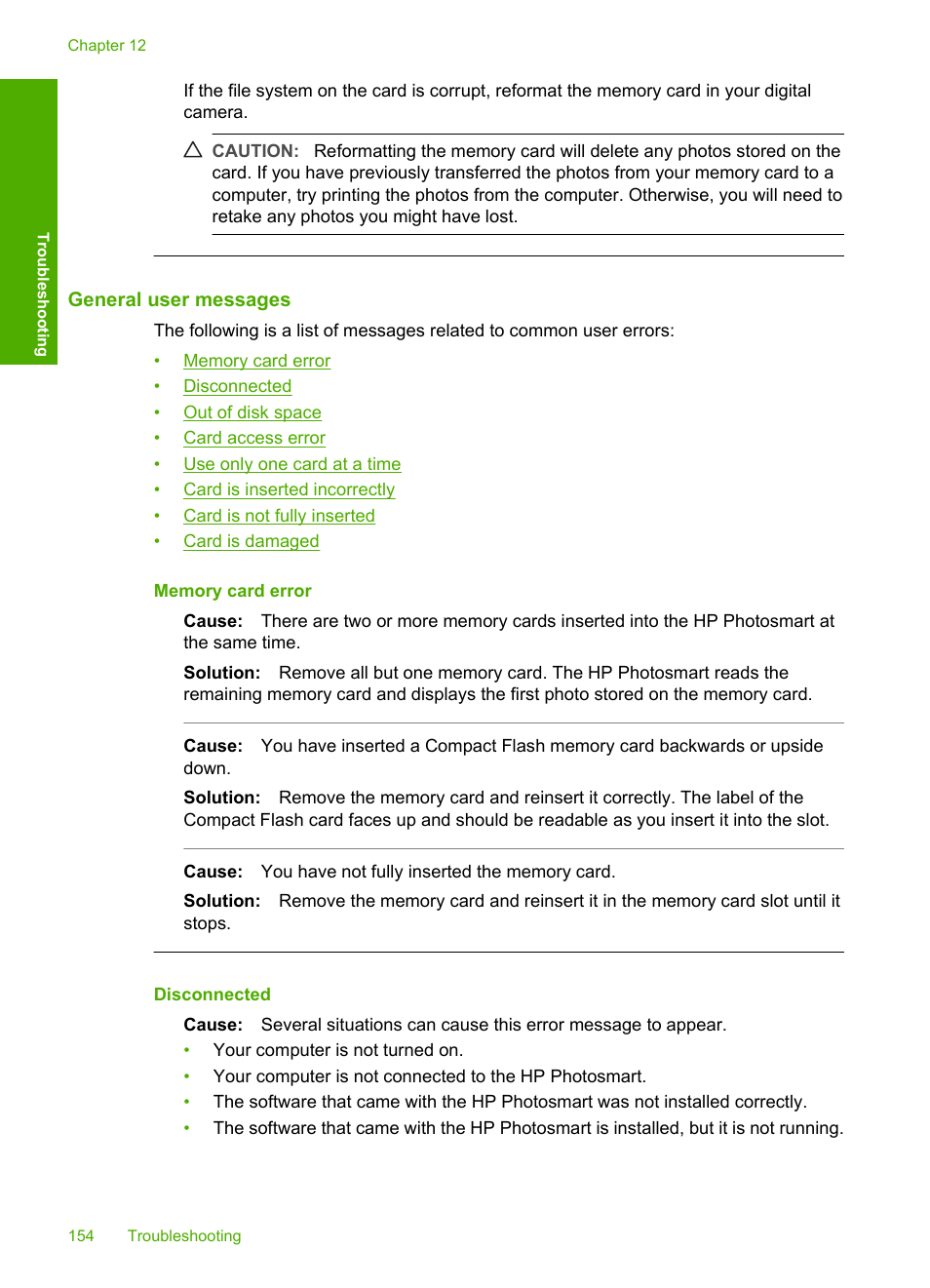 General user messages | HP Photosmart D7460 Printer User Manual | Page 155 / 191