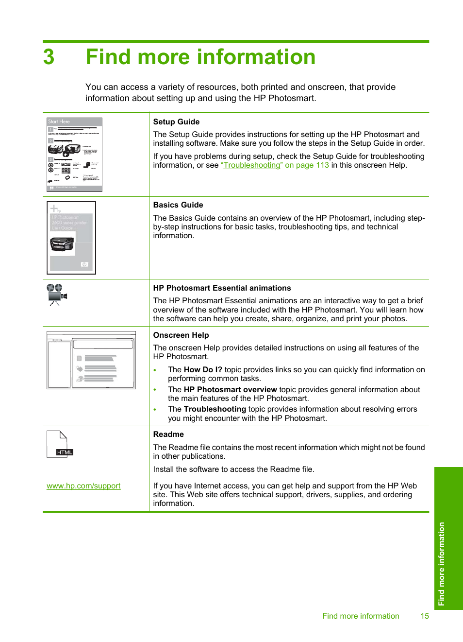 Find more information, 3 find more information, 3find more information | HP Photosmart D7460 Printer User Manual | Page 16 / 191