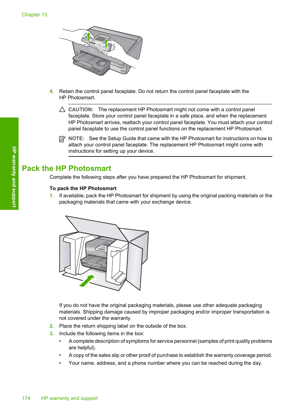 Pack the hp photosmart | HP Photosmart D7460 Printer User Manual | Page 175 / 191