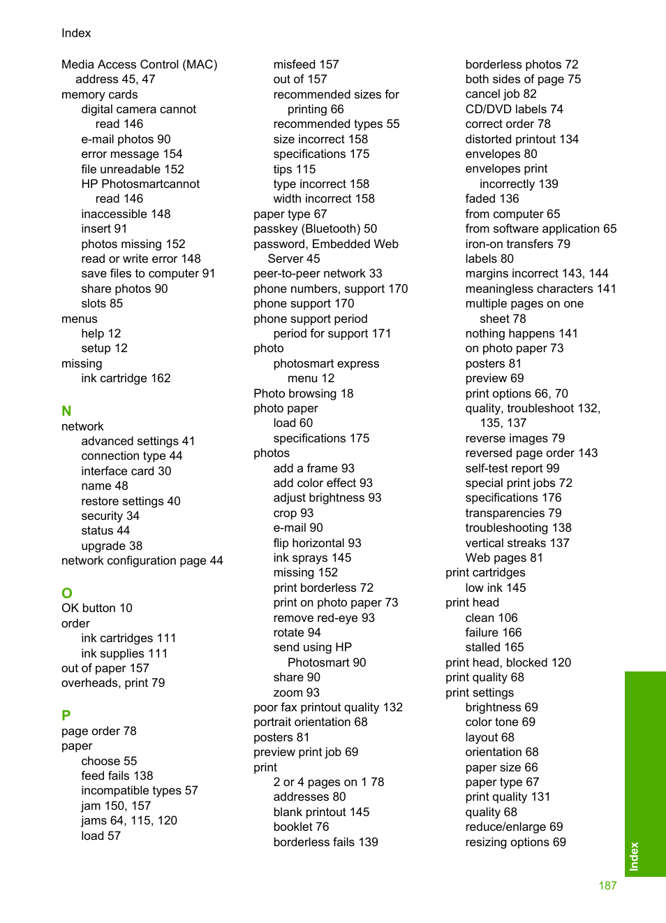 HP Photosmart D7460 Printer User Manual | Page 188 / 191