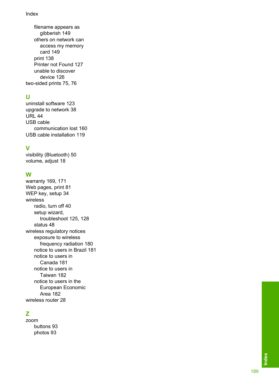 HP Photosmart D7460 Printer User Manual | Page 190 / 191