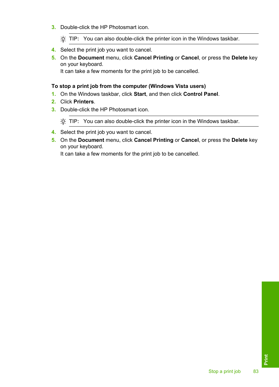 HP Photosmart D7460 Printer User Manual | Page 84 / 191