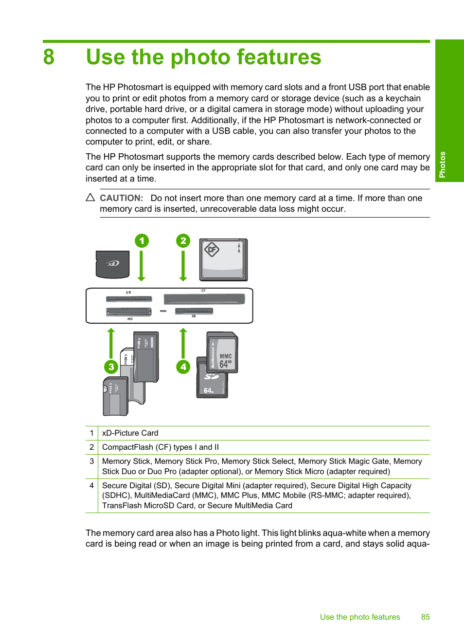 Use the photo features, 8 use the photo features, 8use the photo features | HP Photosmart D7460 Printer User Manual | Page 86 / 191