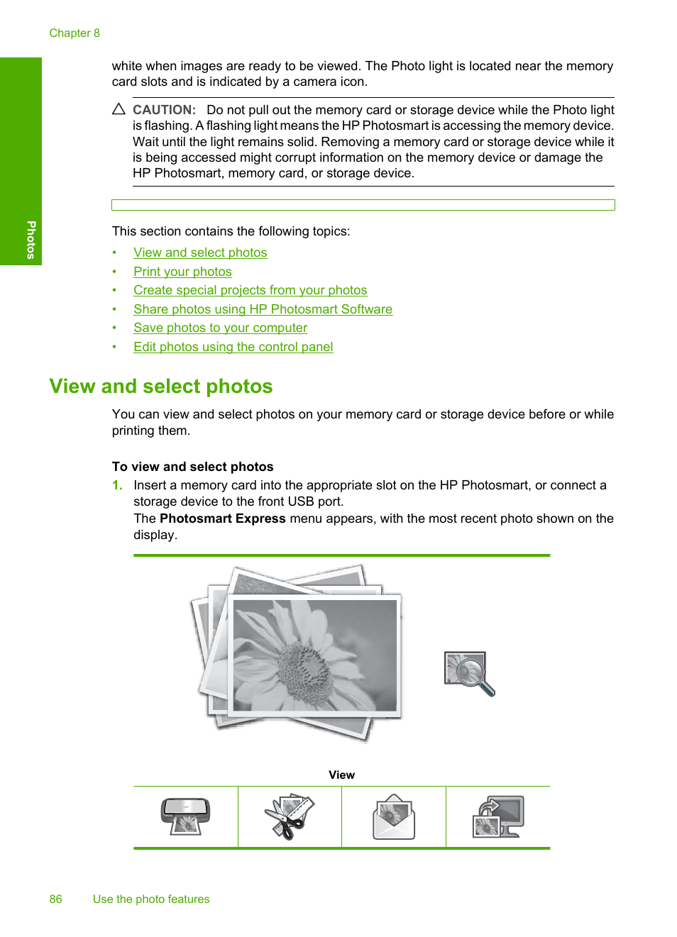 View and select photos | HP Photosmart D7460 Printer User Manual | Page 87 / 191