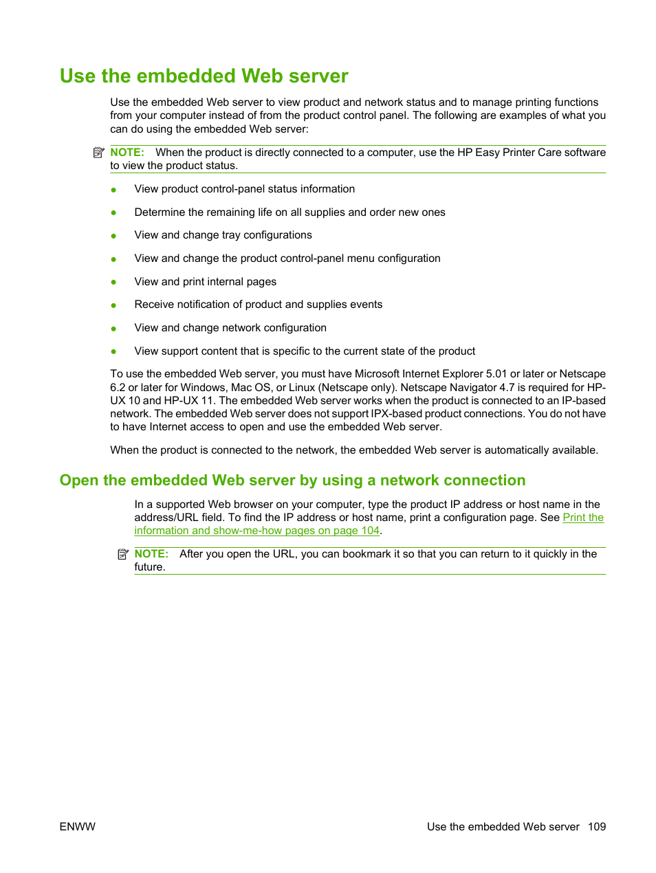 Use the embedded web server, Use the | HP LaserJet P4015 Printer series User Manual | Page 121 / 246