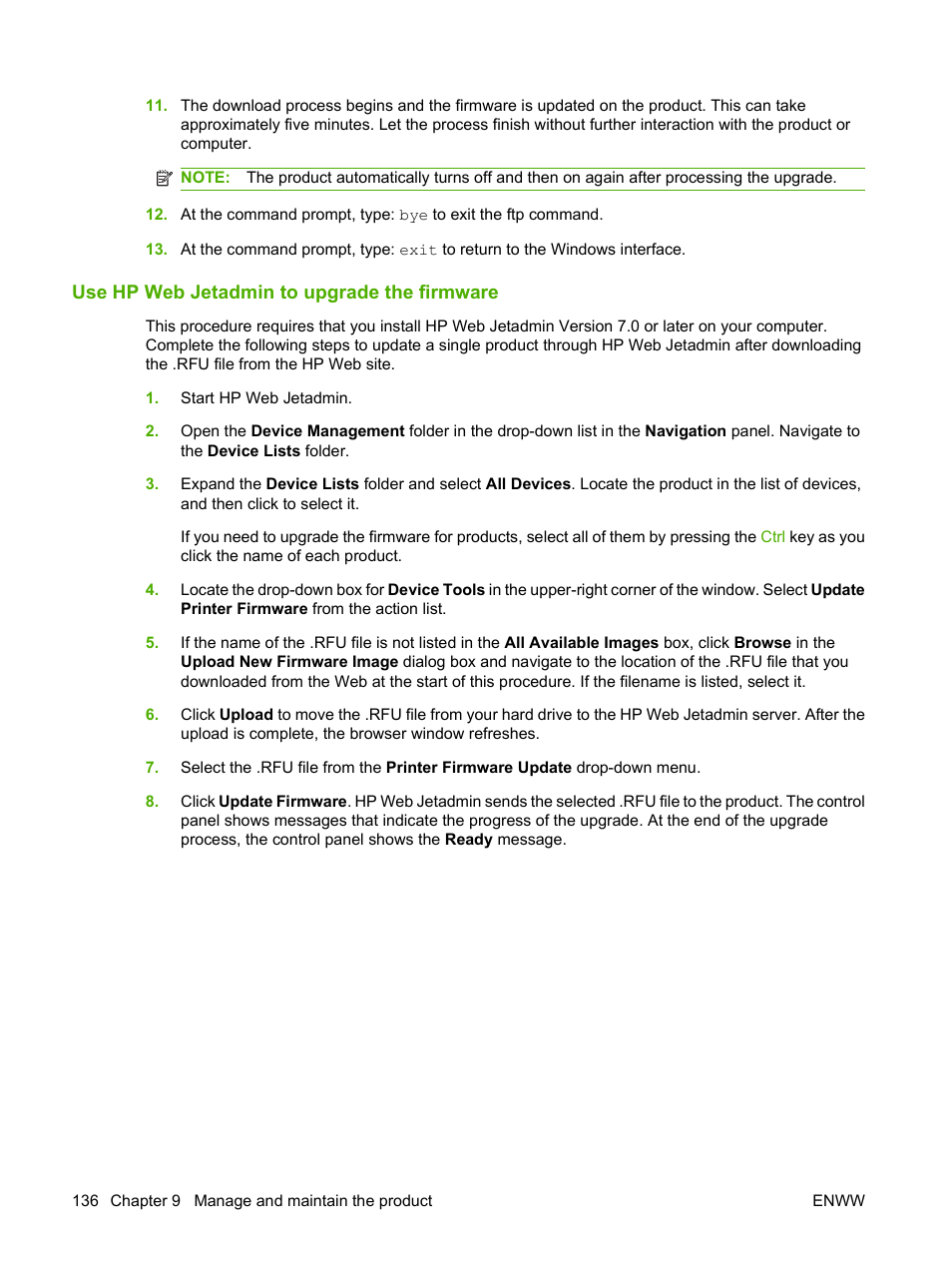 Use hp web jetadmin to upgrade the firmware | HP LaserJet P4015 Printer series User Manual | Page 148 / 246