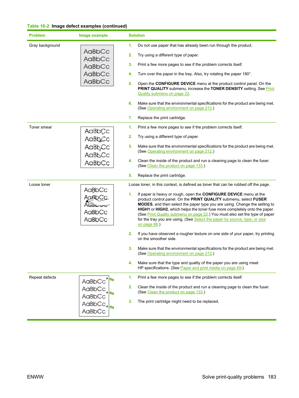 Enww solve print-quality problems 183 | HP LaserJet P4015 Printer series User Manual | Page 195 / 246