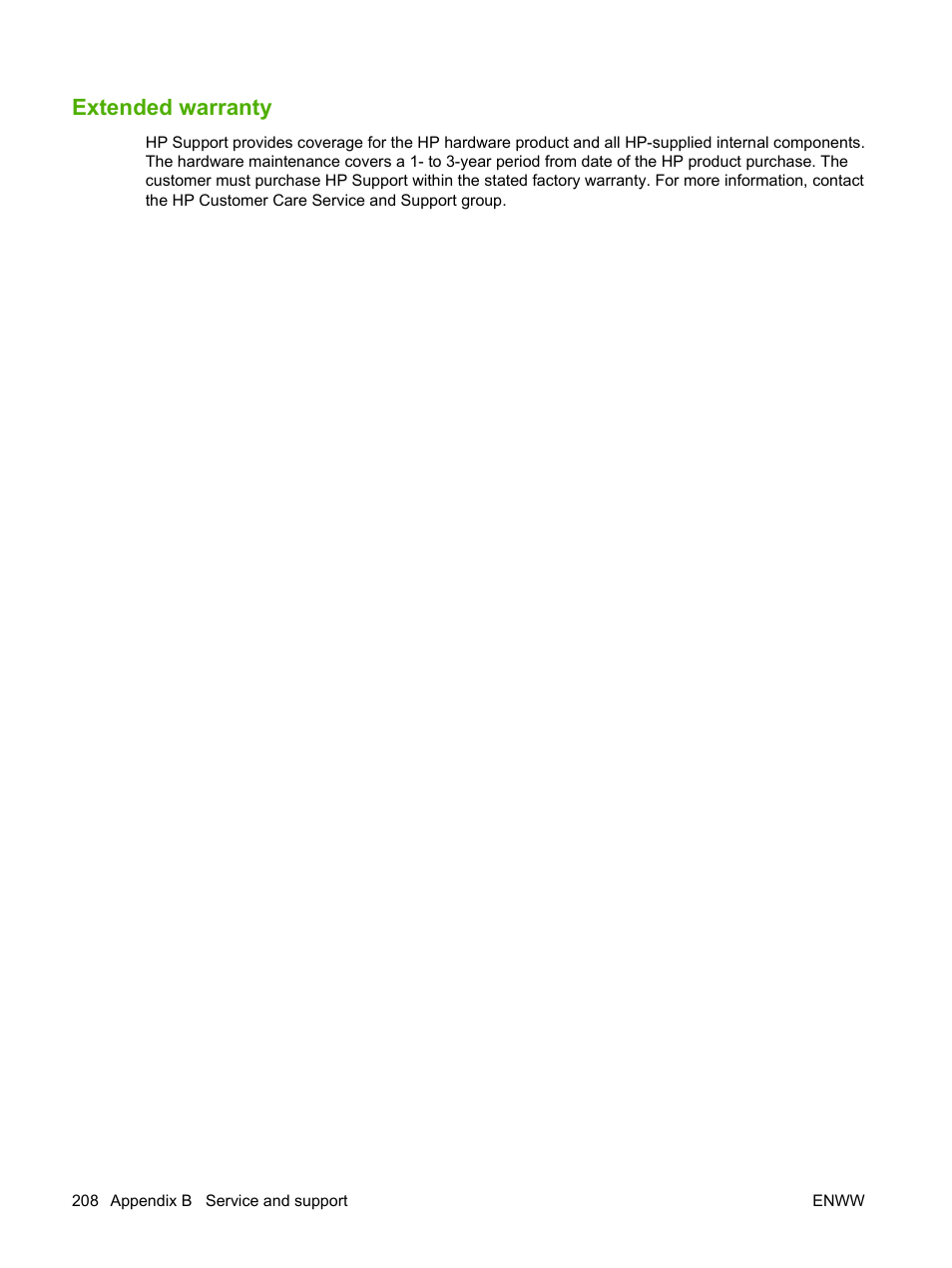 Extended warranty | HP LaserJet P4015 Printer series User Manual | Page 220 / 246