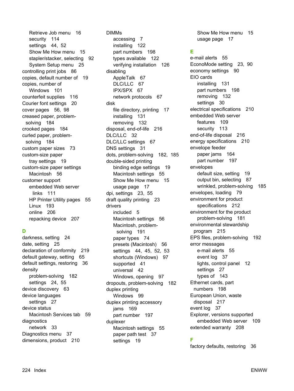 HP LaserJet P4015 Printer series User Manual | Page 236 / 246