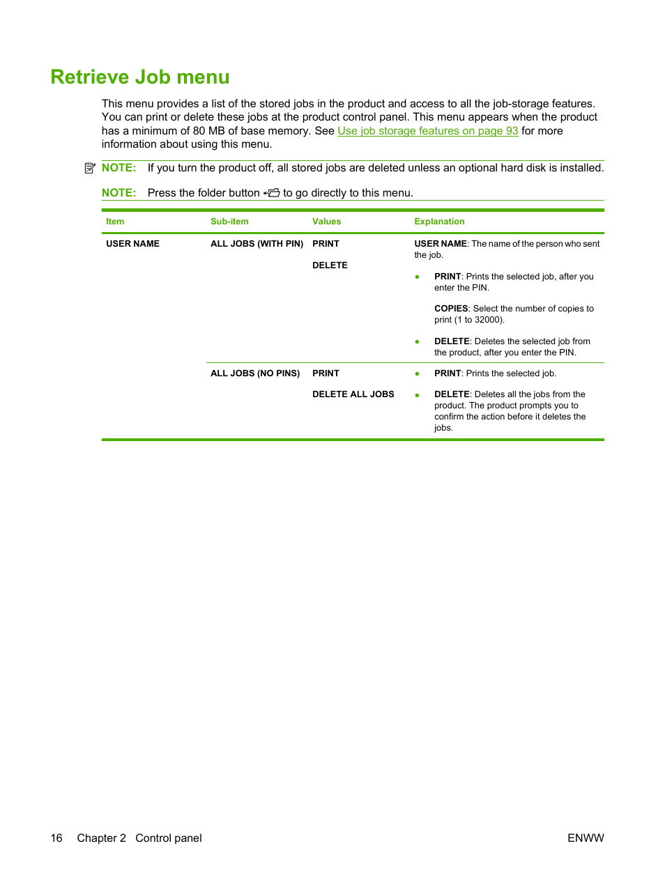Retrieve job menu | HP LaserJet P4015 Printer series User Manual | Page 28 / 246