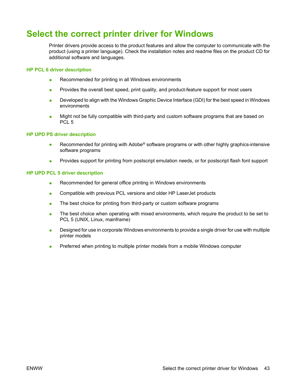 Select the correct printer driver for windows | HP LaserJet P4015 Printer series User Manual | Page 55 / 246