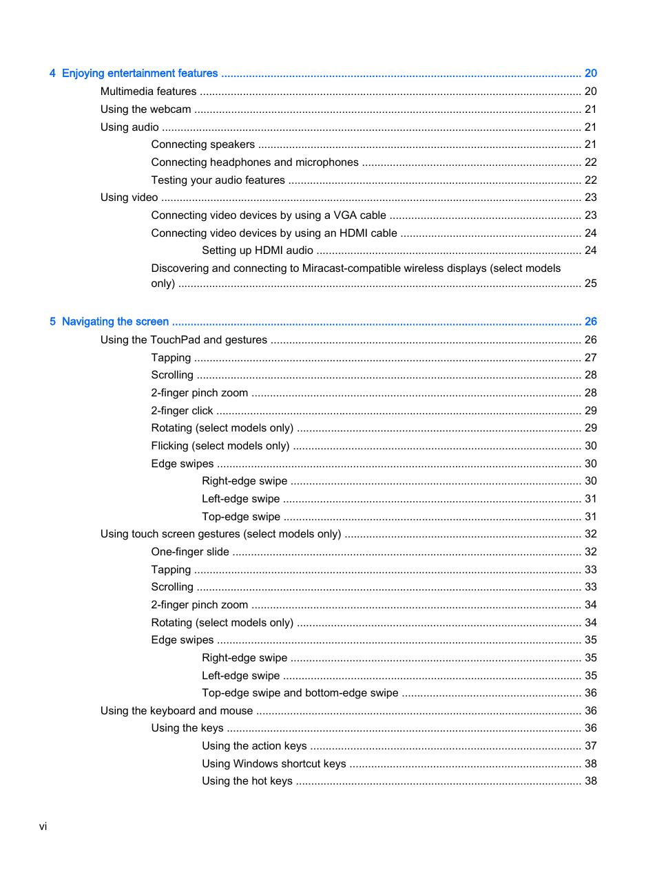 HP Pavilion 17-e129nr TouchSmart Notebook PC User Manual | Page 6 / 81
