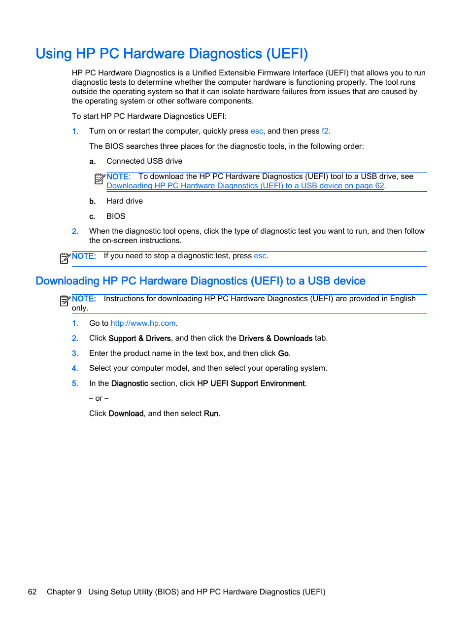 Using hp pc hardware diagnostics (uefi) | HP Pavilion 17-e129nr TouchSmart Notebook PC User Manual | Page 72 / 81