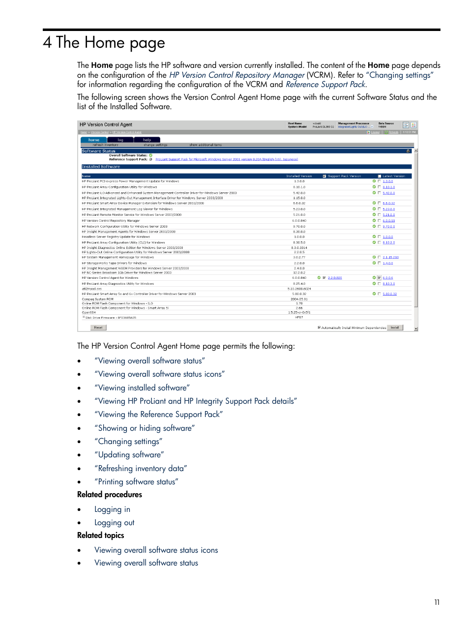 4 the home page | HP Insight Foundation Software for ProLiant User Manual | Page 11 / 35