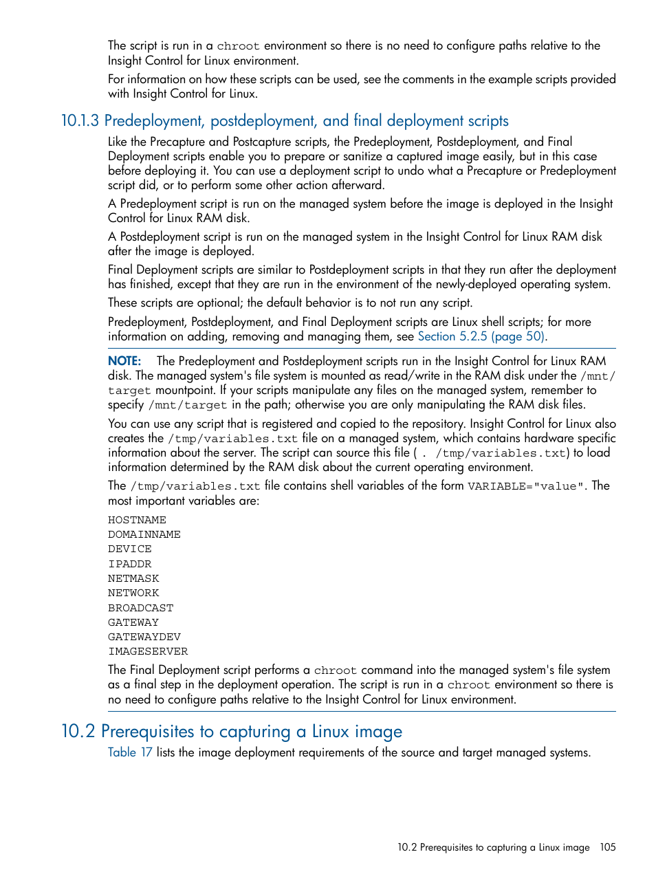 2 prerequisites to capturing a linux image | HP Insight Control Software for Linux User Manual | Page 105 / 272