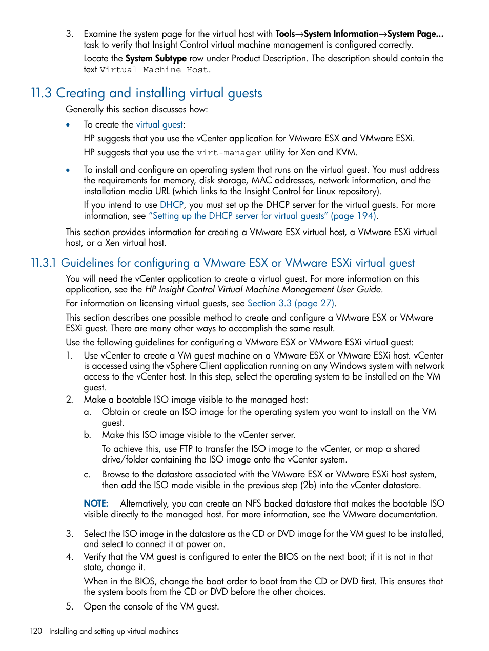 3 creating and installing virtual guests | HP Insight Control Software for Linux User Manual | Page 120 / 272