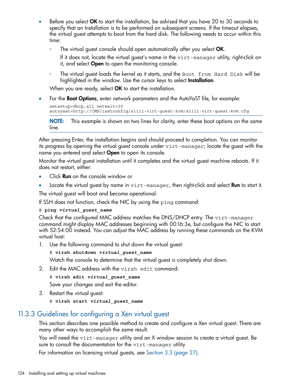 3 guidelines for configuring a xen virtual guest | HP Insight Control Software for Linux User Manual | Page 124 / 272