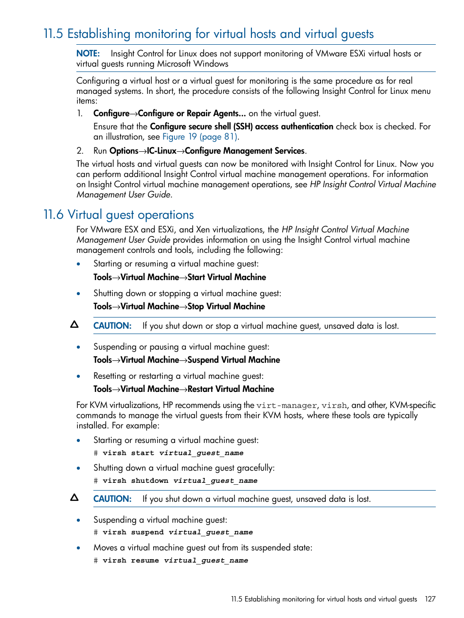 6 virtual guest operations | HP Insight Control Software for Linux User Manual | Page 127 / 272